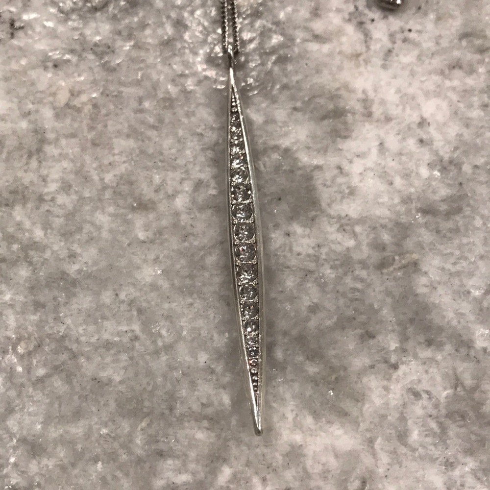 Brighton Silver Contempo Ice Pendant Crystals Long Necklace Excellent Condition